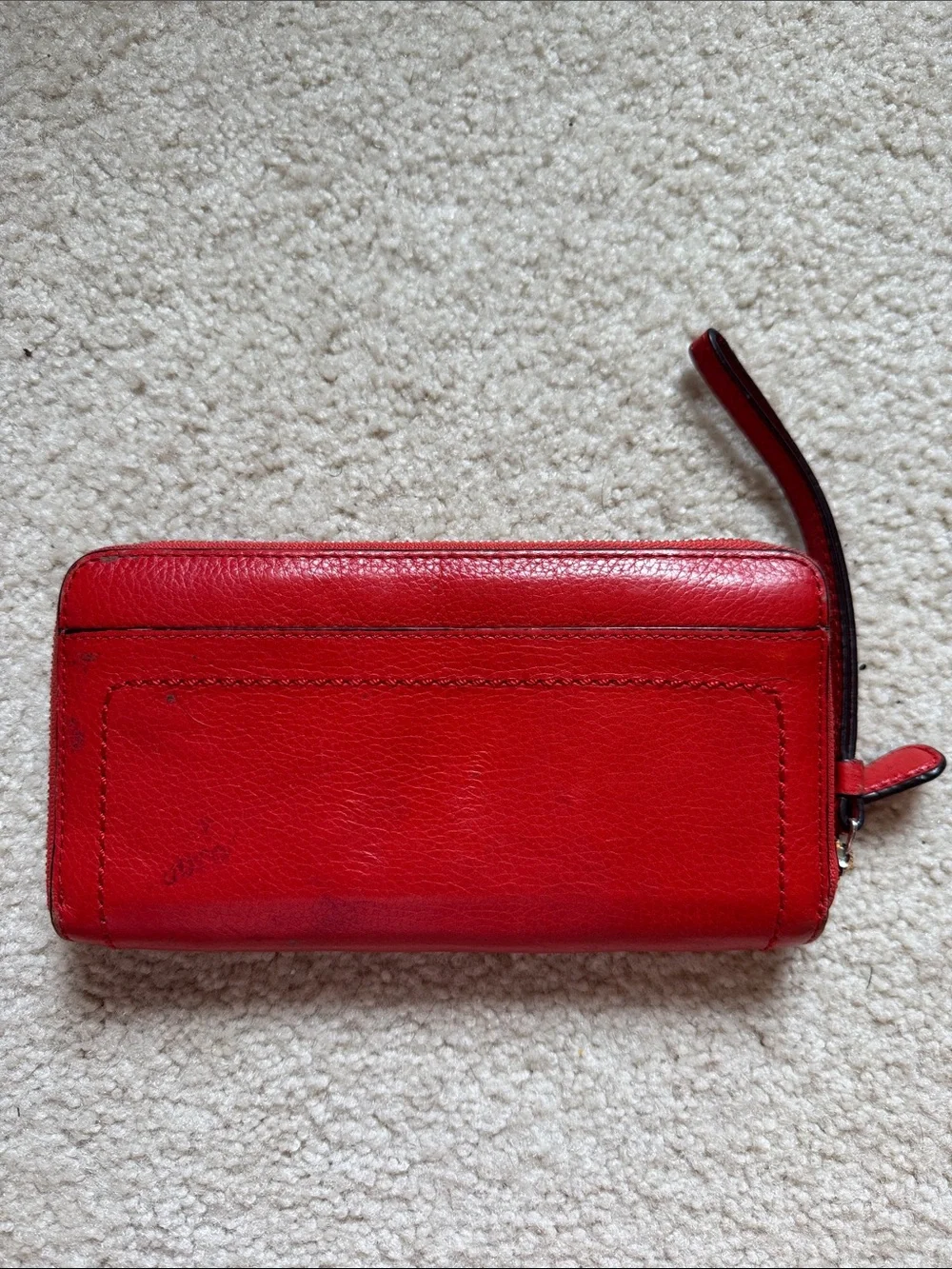 Coach Red Leather Zip-Around Wallet/ wristlet